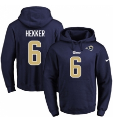 NFL Mens Nike Los Angeles Rams 6 Johnny Hekker Navy Blue Name Number Pullover Hoodie