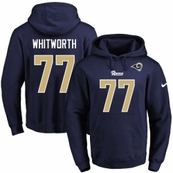 NFL Mens Nike Los Angeles Rams 77 Andrew Whitworth Navy Blue Name Number Pullover Hoodie