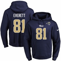 NFL Mens Nike Los Angeles Rams 81 Gerald Everett Navy Blue Name Number Pullover Hoodie