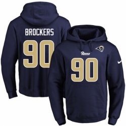 NFL Mens Nike Los Angeles Rams 90 Michael Brockers Navy Blue Name Number Pullover Hoodie