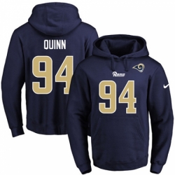 NFL Mens Nike Los Angeles Rams 94 Robert Quinn Navy Blue Name Number Pullover Hoodie