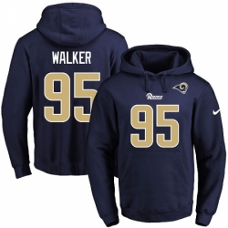 NFL Mens Nike Los Angeles Rams 95 Tyrunn Walker Navy Blue Name Number Pullover Hoodie