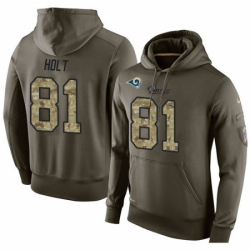 NFL Nike Los Angeles Rams 81 Torry Holt Green Salute To Service Mens Pullover Hoodie