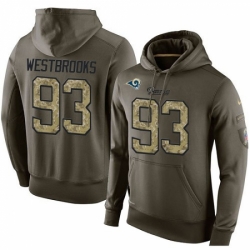 NFL Nike Los Angeles Rams 93 Ethan Westbrooks Green Salute To Service Mens Pullover Hoodie