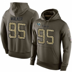 NFL Nike Los Angeles Rams 95 Tyrunn Walker Green Salute To Service Mens Pullover Hoodie