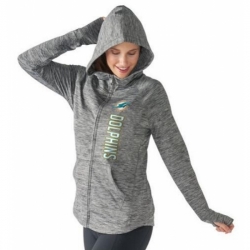 NFL Miami Dolphins G III 4Her by Carl Banks Womens Recovery Full Zip Hoodie Gray