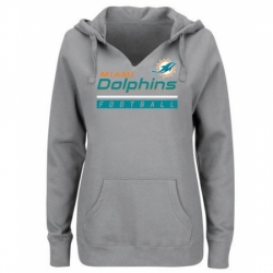 NFL Miami Dolphins Majestic Womens Self Determination Pullover Hoodie Heather Gray