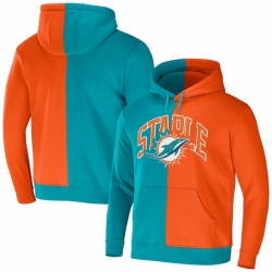 Men Miami Dolphins Aqua Orange Split Logo Pullover Hoodie