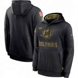 Men Miami Dolphins Nike 2020 Salute to Service Sideline Performance Pullover Hoodie Black