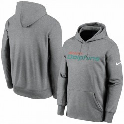Men Miami Dolphins Nike Fan Gear Wordmark Performance Pullover Hoodie Heathered Charcoal
