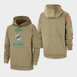 Mens Miami Dolphins Tan 2019 Salute to Service Sideline Therma Pullover Hoodie