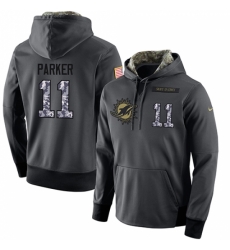 NFL Mens Nike Miami Dolphins 11 DeVante Parker Stitched Black Anthracite Salute to Service Player Performance Hoodie