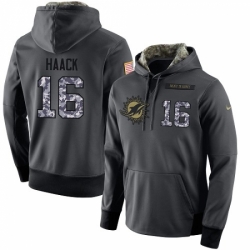 NFL Mens Nike Miami Dolphins 16 Matt Haack Stitched Black Anthracite Salute to Service Player Performance Hoodie