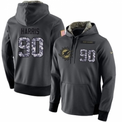 NFL Mens Nike Miami Dolphins 90 Charles Harris Stitched Black Anthracite Salute to Service Player Performance Hoodie