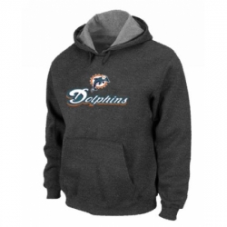 NFL Mens Nike Miami Dolphins Authentic Logo Pullover Hoodie Dark Grey