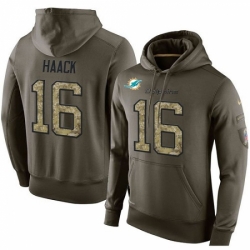 NFL Nike Miami Dolphins 16 Matt Haack Green Salute To Service Mens Pullover Hoodie