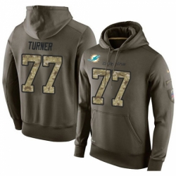 NFL Nike Miami Dolphins 77 Billy Turner Green Salute To Service Mens Pullover Hoodie