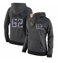 NFL Womens Nike Minnesota Vikings 62 Nick Easton Stitched Black Anthracite Salute to Service Player Performance Hoodie