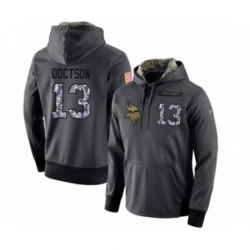 Football Mens Minnesota Vikings 13 Josh Doctson Stitched Black Anthracite Salute to Service Player Performance Hoodie