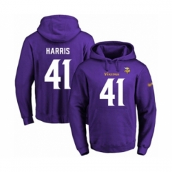 Football Mens Minnesota Vikings 41 Anthony Harris Purple Name Number Pullover Hoodie