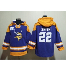Men Minnesota Vikings 22 Harrison Smith Purple Yellow Ageless Must Have Lace Up Pullover Hoodie