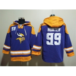 Men Minnesota Vikings 99 Danielle Hunter Purple Yellow Ageless Must Have Lace Up Pullover Hoodie