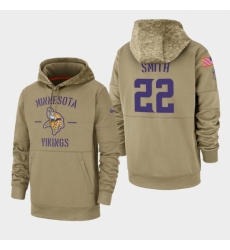 Mens Minnesota Vikings 22 Harrison Smith 2019 Salute to Service Sideline Therma Pullover Hoodie Tan