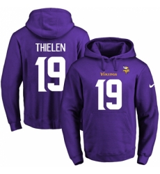 NFL Mens Nike Minnesota Vikings 19 Adam Thielen Purple Name Number Pullover Hoodie