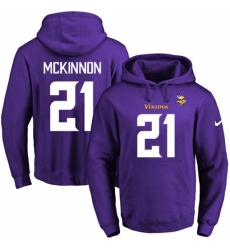 NFL Mens Nike Minnesota Vikings 21 Jerick McKinnon Purple Name Number Pullover Hoodie