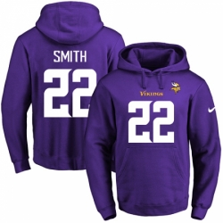 NFL Mens Nike Minnesota Vikings 22 Harrison Smith Purple Name Number Pullover Hoodie