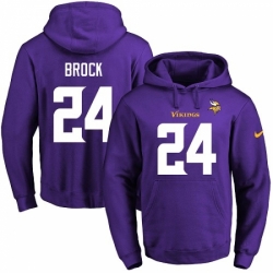 NFL Mens Nike Minnesota Vikings 24 Tramaine Brock Purple Name Number Pullover Hoodie