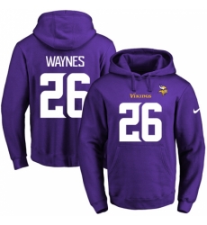 NFL Mens Nike Minnesota Vikings 26 Trae Waynes Purple Name Number Pullover Hoodie