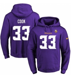 NFL Mens Nike Minnesota Vikings 33 Dalvin Cook Purple Name Number Pullover Hoodie