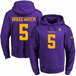 NFL Mens Nike Minnesota Vikings 5 Teddy Bridgewater PurpleGold No Name Number Pullover Hoodie