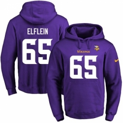 NFL Mens Nike Minnesota Vikings 65 Pat Elflein Purple Name Number Pullover Hoodie