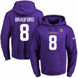 NFL Mens Nike Minnesota Vikings 8 Sam Bradford Purple Name Number Pullover Hoodie