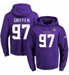 NFL Mens Nike Minnesota Vikings 97 Everson Griffen Purple Name Number Pullover Hoodie