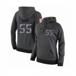 Football Womens New England Patriots 55 John Simon Stitched Black Anthracite Salute to Service Player Performance Hoodie
