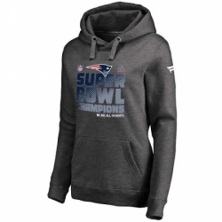 NFL Womens New England Patriots Pro Line by Fanatics Branded Charcoal Super Bowl LI Champions Trophy Collection Locker Room Pullover Hoodie