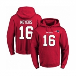 Football Mens New England Patriots 16 Jakobi Meyers Red Name Number Pullover Hoodie