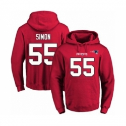 Football Mens New England Patriots 55 John Simon Red Name Number Pullover Hoodie