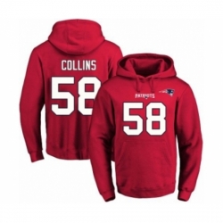 Football Mens New England Patriots 58 Jamie Collins Red Name Number Pullover Hoodie