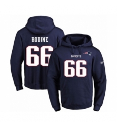 Football Mens New England Patriots 66 Russell Bodine Navy Blue Name Number Pullover Hoodie