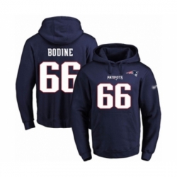 Football Mens New England Patriots 66 Russell Bodine Navy Blue Name Number Pullover Hoodie