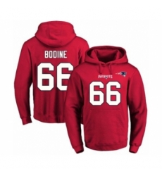 Football Mens New England Patriots 66 Russell Bodine Red Name Number Pullover Hoodie