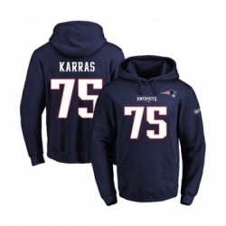 Football Mens New England Patriots 75 Ted Karras Navy Blue Name Number Pullover Hoodie