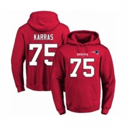 Football Mens New England Patriots 75 Ted Karras Red Name Number Pullover Hoodie