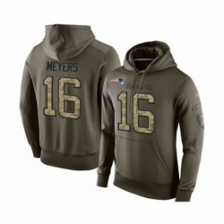Football New England Patriots 16 Jakobi Meyers Green Salute To Service Mens Pullover Hoodie