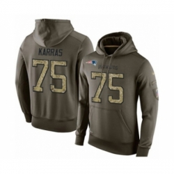 Football New England Patriots 75 Ted Karras Green Salute To Service Mens Pullover Hoodie