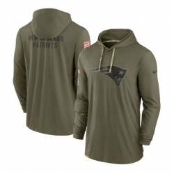 Men New England Patriots 2022 Olive Salute To Service Tonal Pullover Hoodie